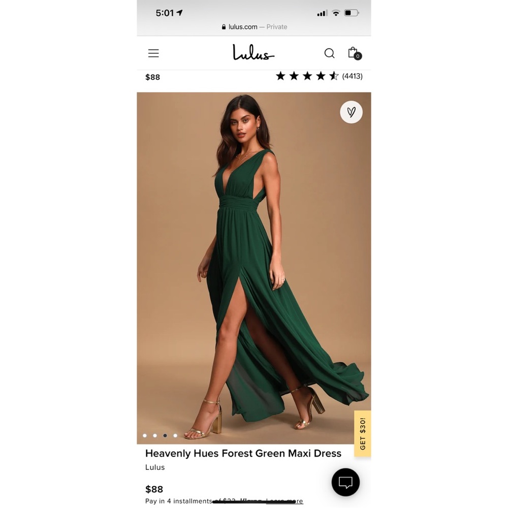 Lulus- Heavenly Hues Forest Green Maxi Dress